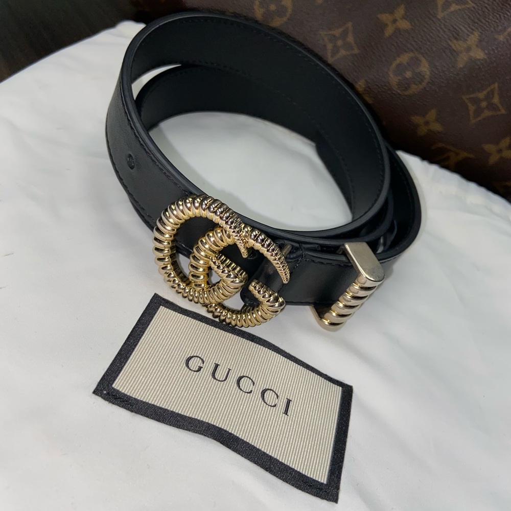 Gucci Leather belt with torchon Double G buckle